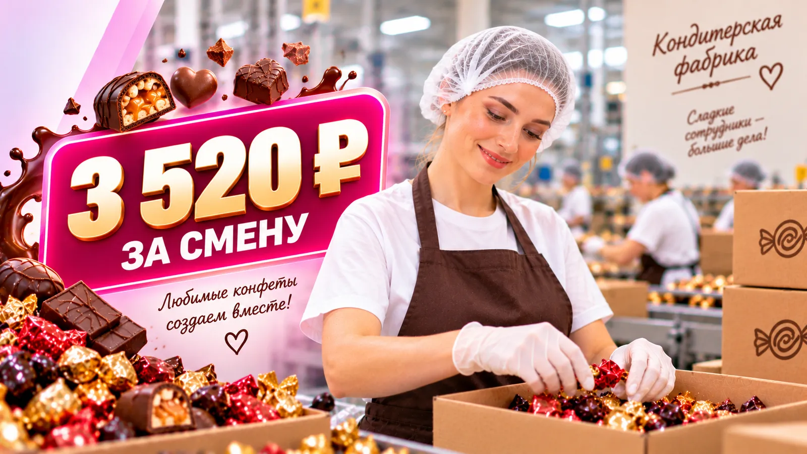 Упаковщица конфет на кондитерскую фабрику